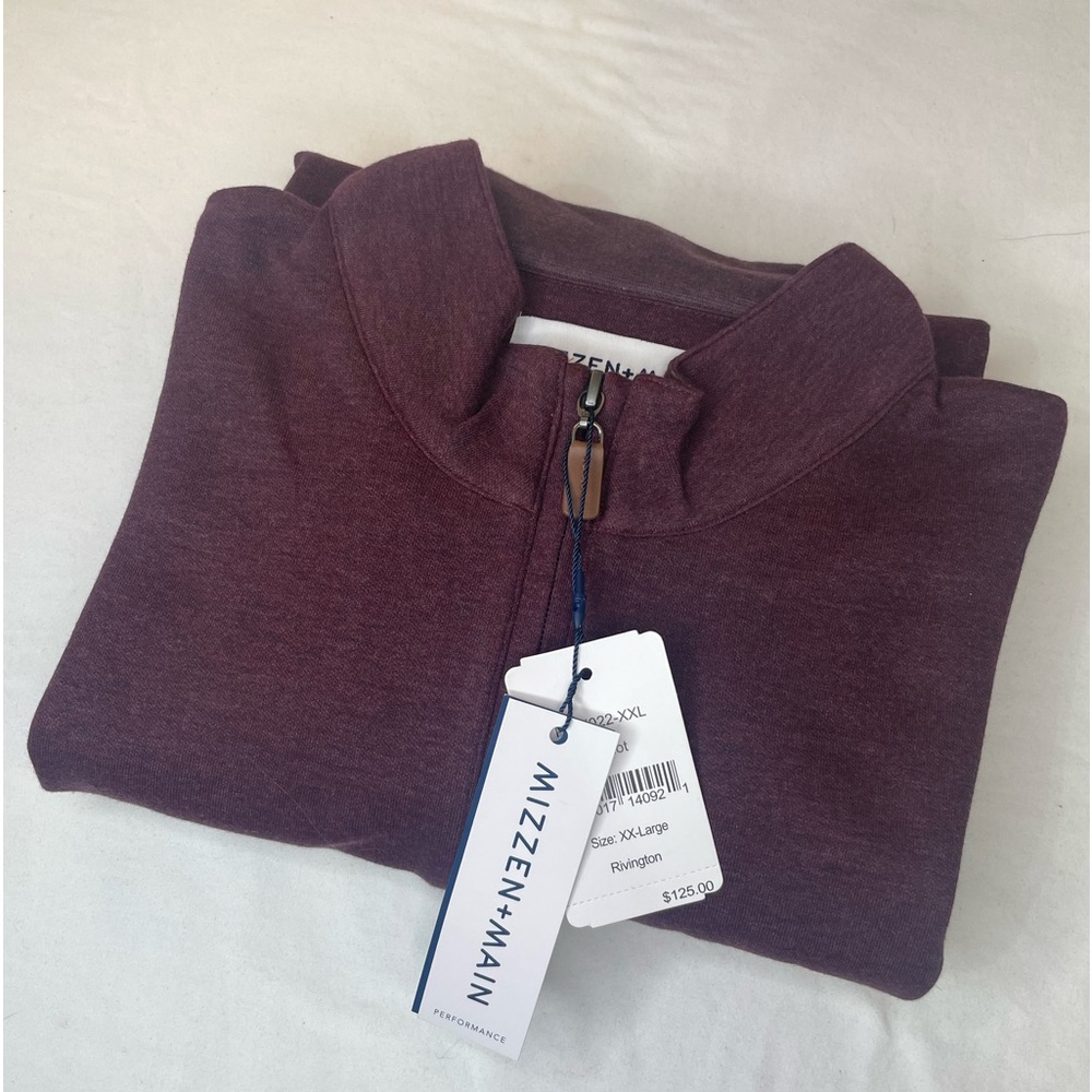 Mizzen + Main Sweater 1/4
Zip Pullover Red Burgundy Heathered‎ Light Men XXL NWT